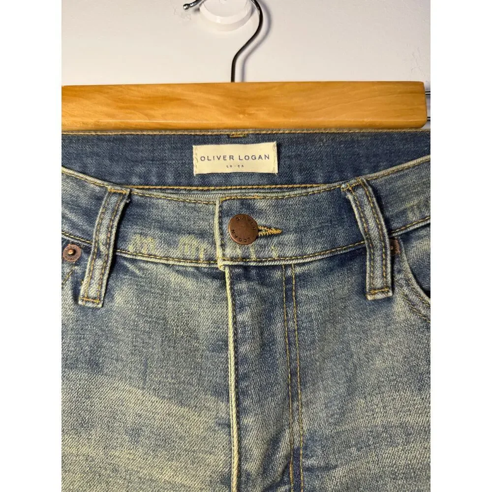 Oliver Logan Womens 4/27 Jeans Crosby Relaxed Taper Raw Hem Distressed Size 25 - Picture 7 of 8